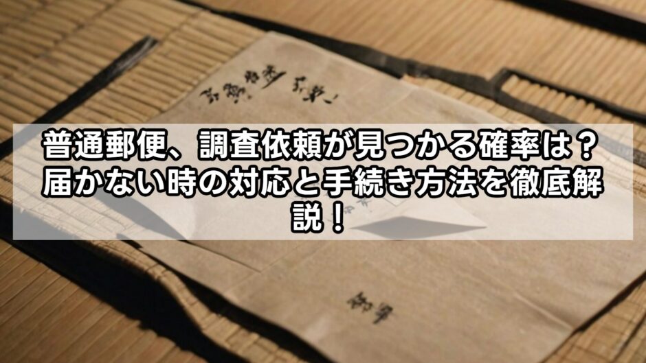 普通郵便、調査依頼が見つかる確率は？届かない時の対応と手続き方法を徹底解説！