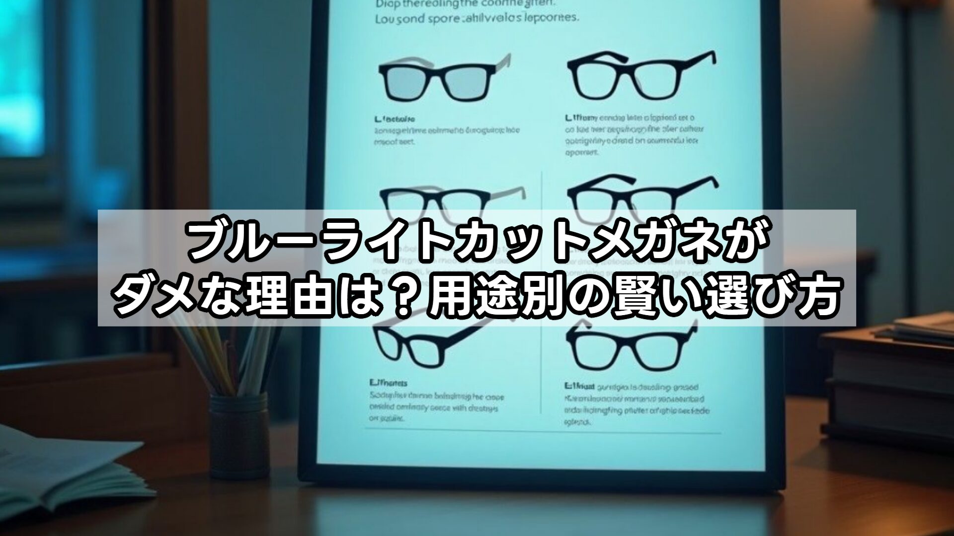 ブルーライトカットメガネがダメな理由は？用途別の賢い選び方