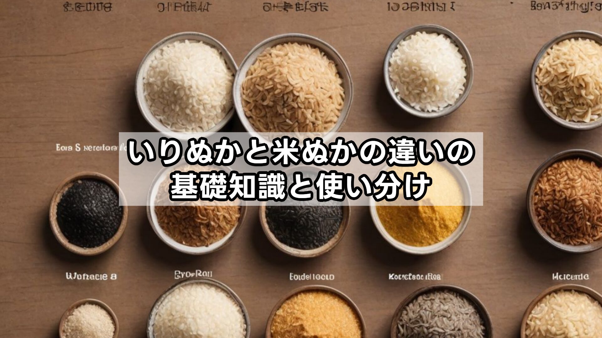 いりぬかと米ぬかの違いの基礎知識と使い分け