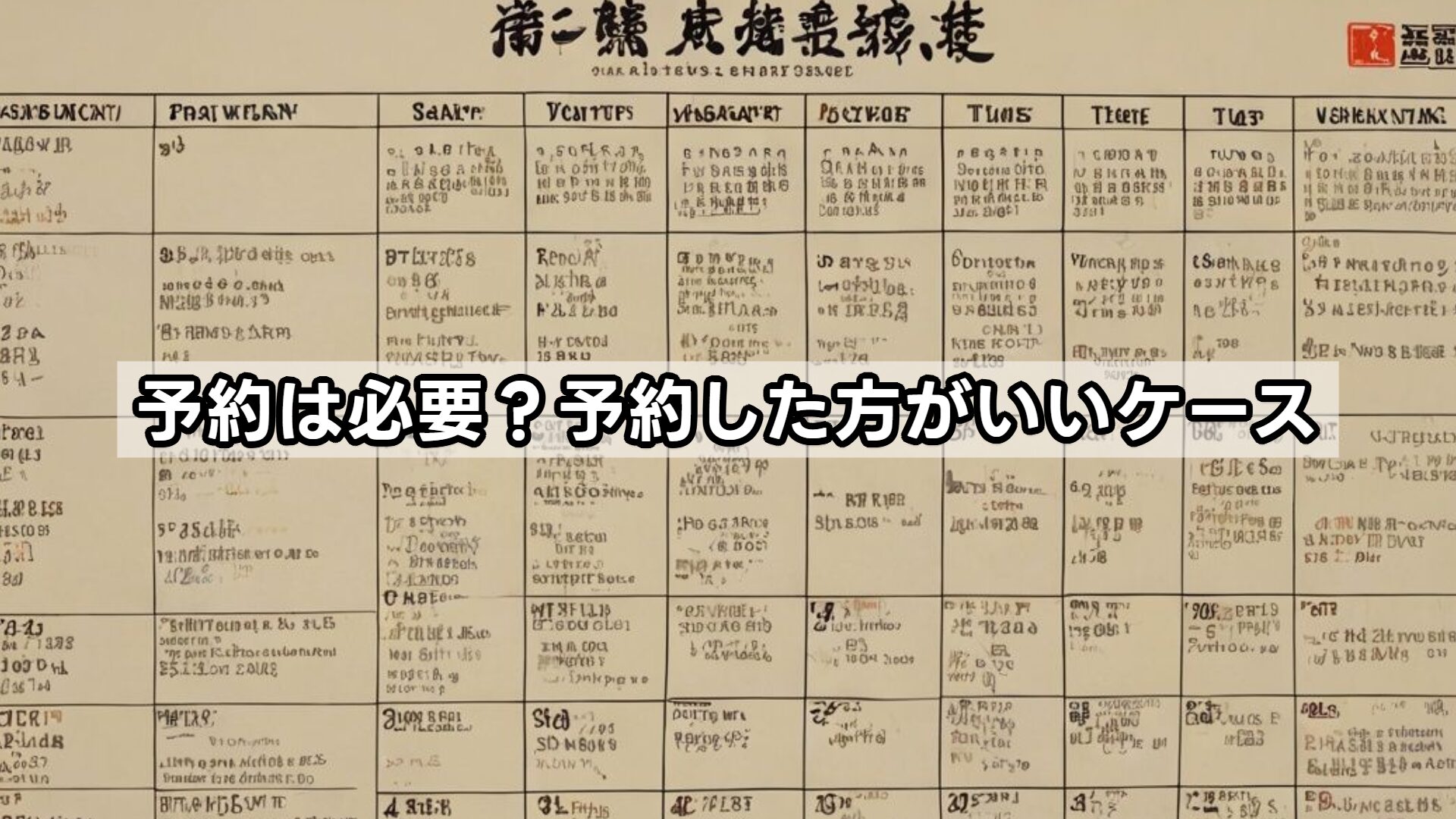 予約は必要？予約した方がいいケース